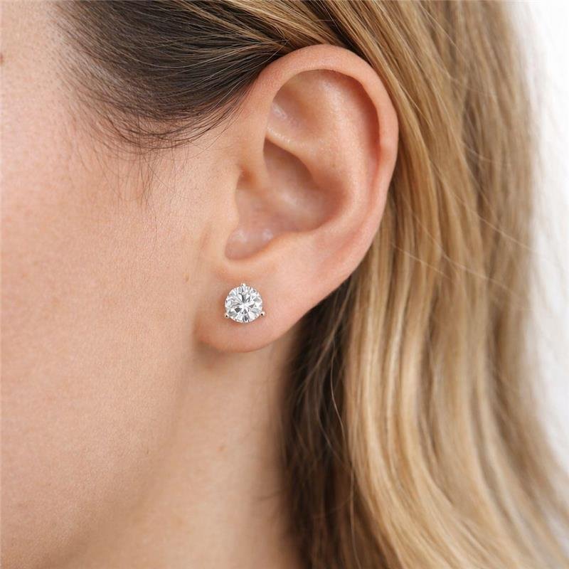 BRINCO MOISSANITE PONTO DE LUZ 6.5MM 3 GARRAS PRATA 925