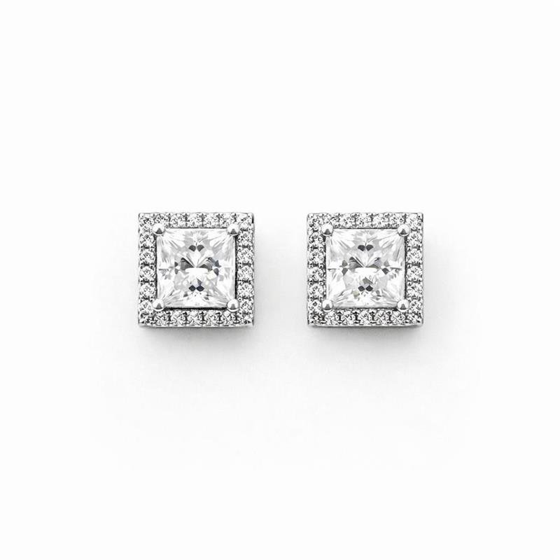 BRINCO MOISSANITE QUADRADO CRAVEJADO 6,5MM PRATA 925
