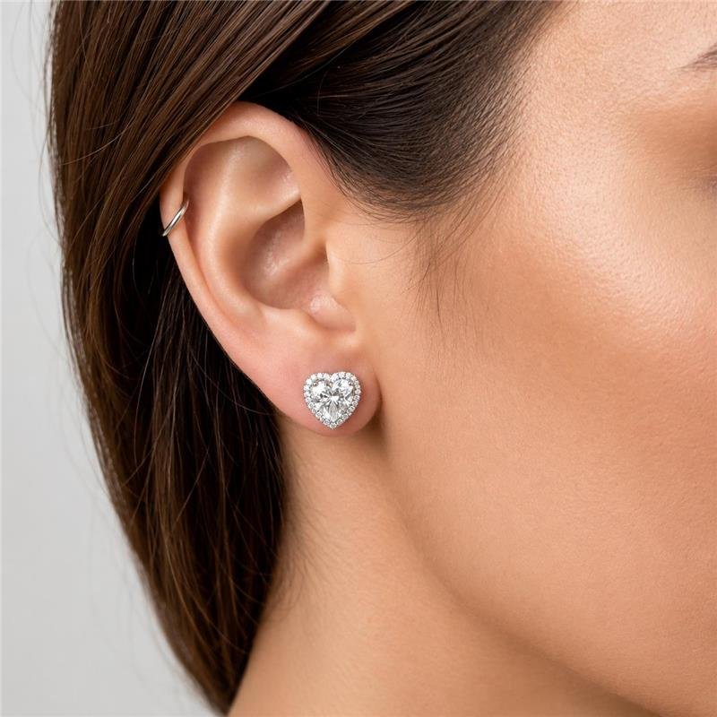 BRINCO MOISSANITE CORAÇÃO CRAVEJADO 8MM PRATA 925