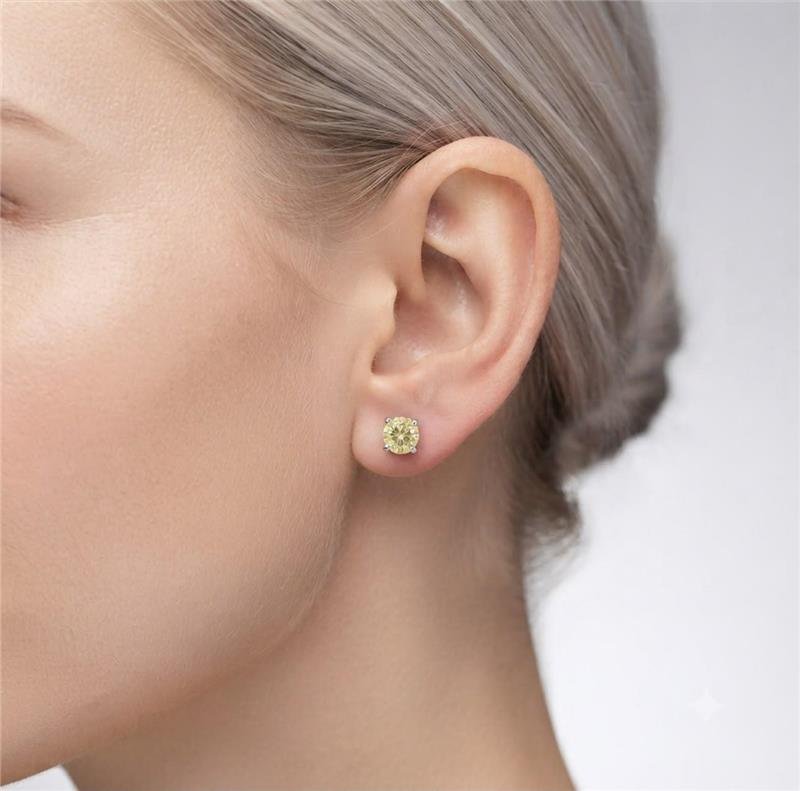  BRINCO PONTO DE LUZ LEMON YELLOW 6MM MOISSANITE PRATA 925
