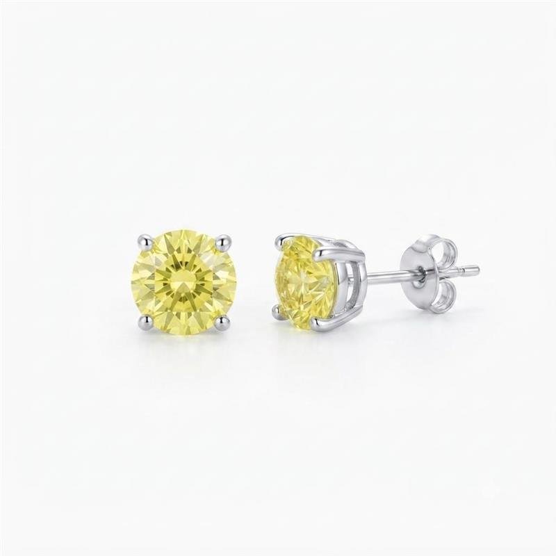  BRINCO PONTO DE LUZ LEMON YELLOW 6MM MOISSANITE PRATA 925
