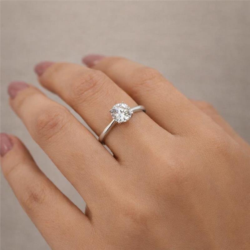 ANEL SOLITARIO MOISSANITE 6.5MM PRATA 925