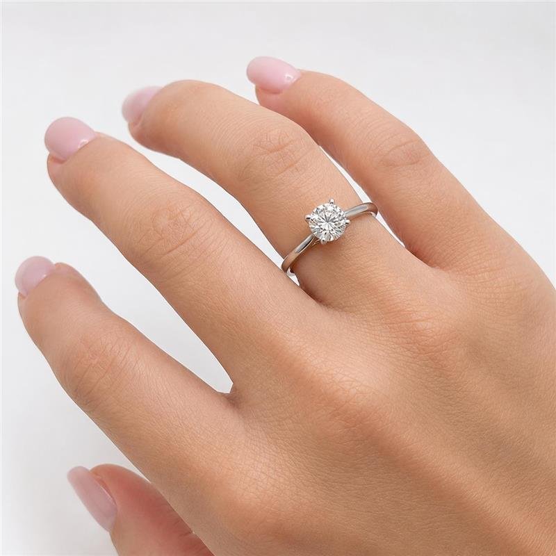 ANEL SOLITARIO MOISSANITE 6 MM PRATA 925