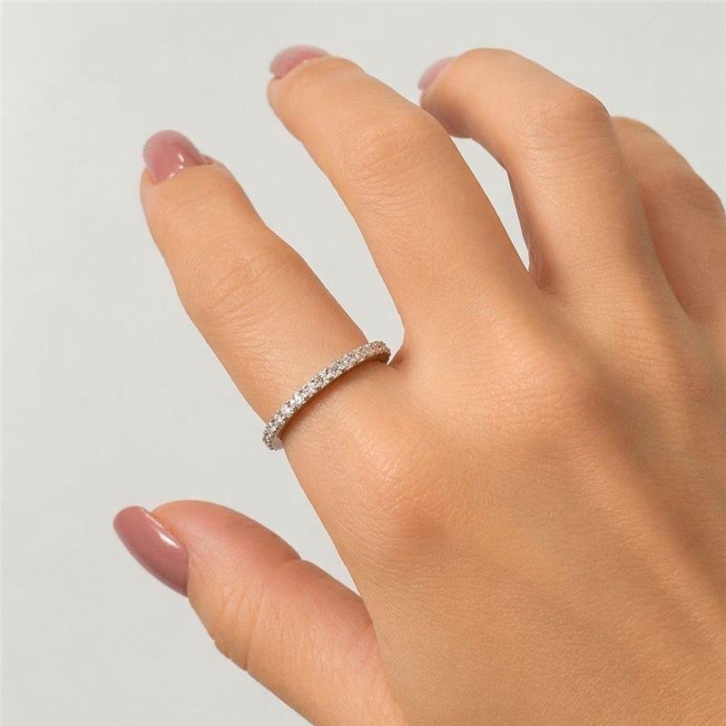 ANEL ALIANÇA INTEIRA CRAVEJADA MOISSANITE 2,5MM PRATA 925