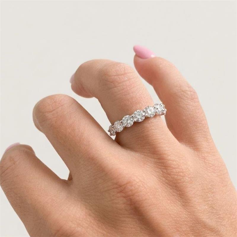 ANEL MEIA ALIANÇA MOISSANITE 4MM PRATA 925