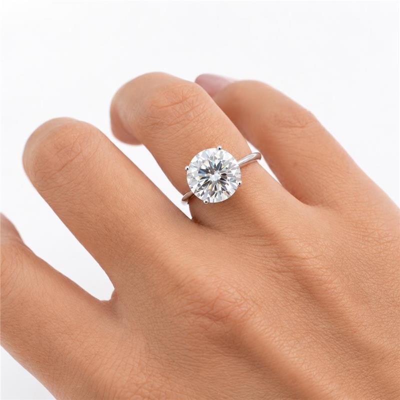 ANEL SOLITÁRIO 10MM MOISSANITE PRATA 925