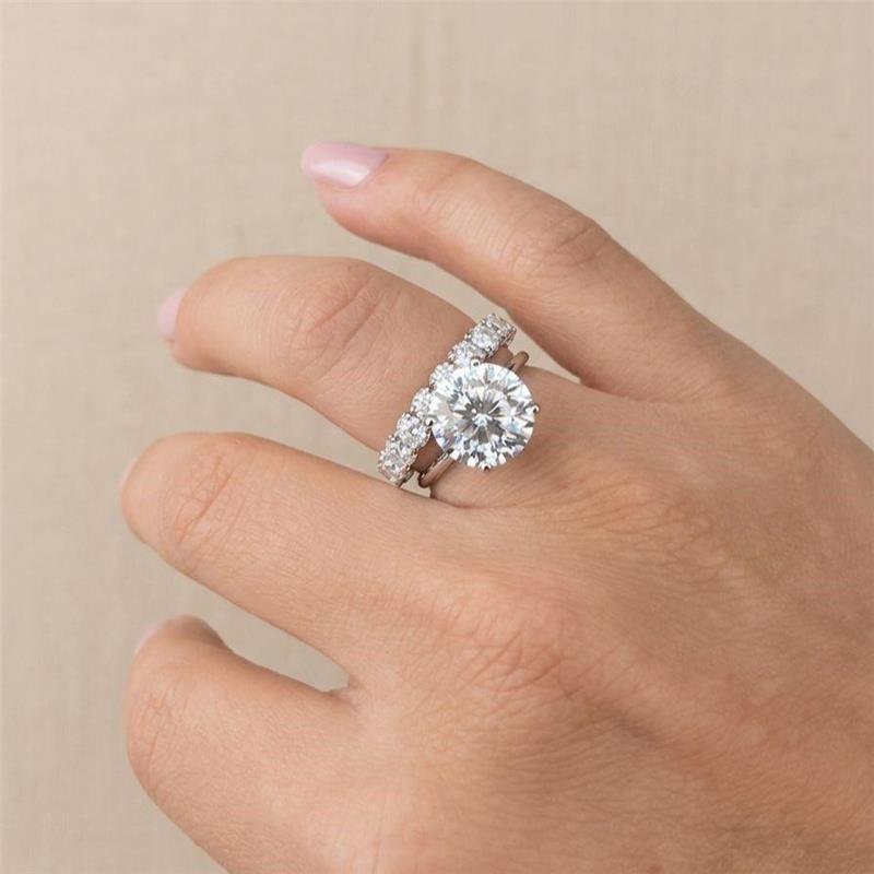 ANEL SOLITÁRIO 10MM MOISSANITE PRATA 925