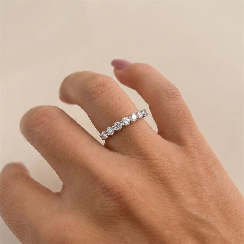 ANEL MEIA ALIANÇA 3MM MOISSANITE PRATA 925
