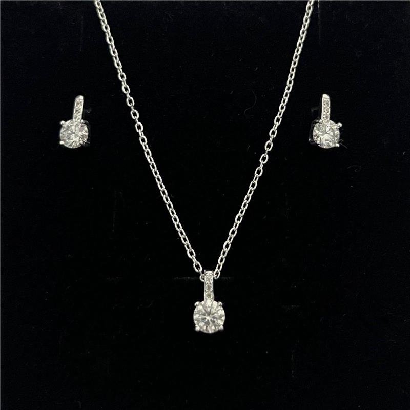 CONJUNTO MOISSANITE PONTO DE LUZ 5 MM PRATA 925