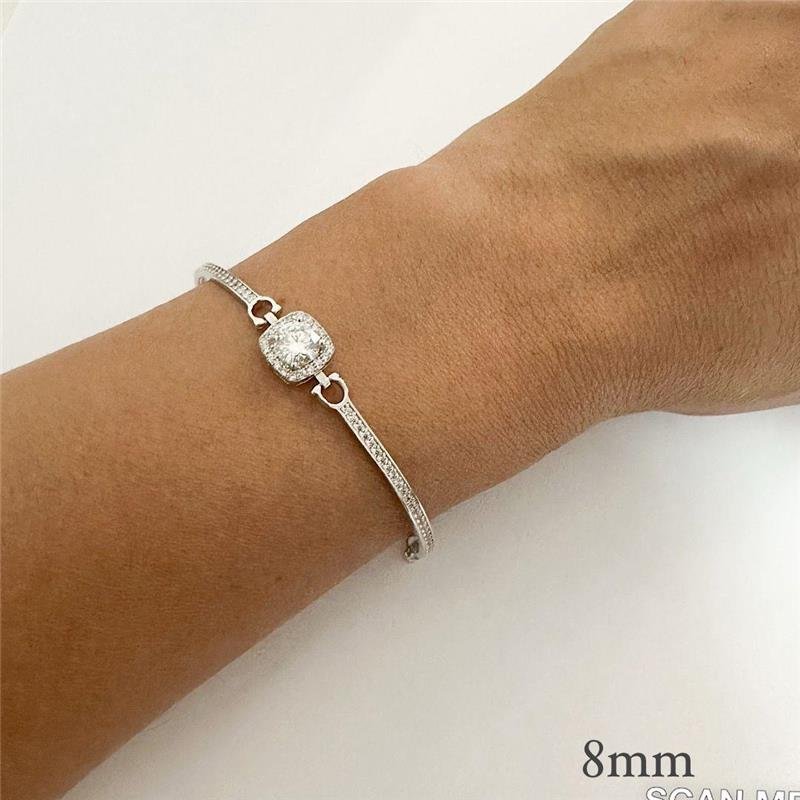 PULSEIRA MOISSANTE 8MM E CRAVEJADA PRATA 925