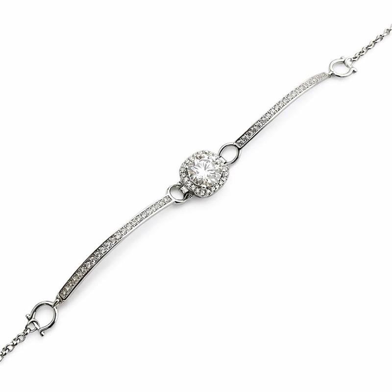 PULSEIRA MOISSANTE 8MM E CRAVEJADA PRATA 925