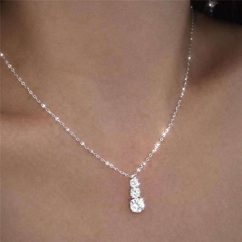 COLAR 3 PONTOS DE LUZ MOISSANTE PRATA 925