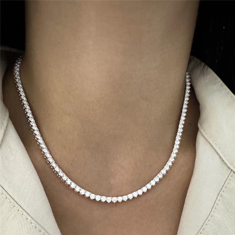 COLAR RIVIERA MOISSANITE 3MM 3 PONTAS 40CM PRATA 925