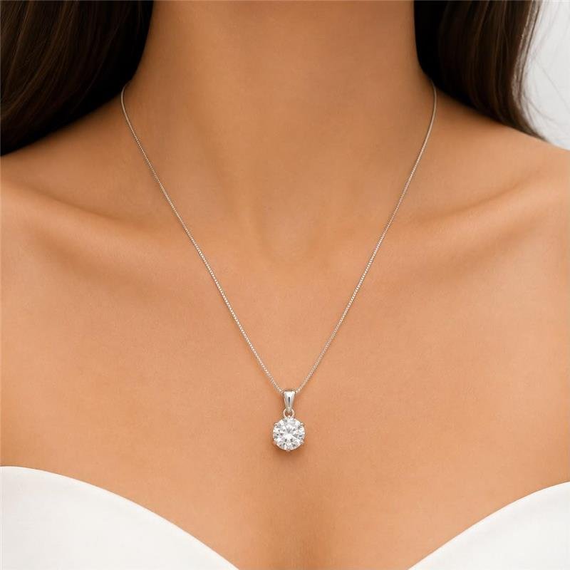 COLAR MOISSANITE 8MM PRATA 925