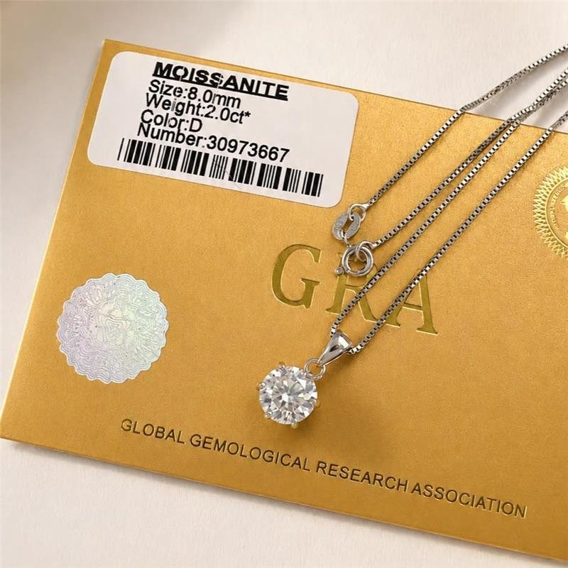 COLAR MOISSANITE 8MM PRATA 925