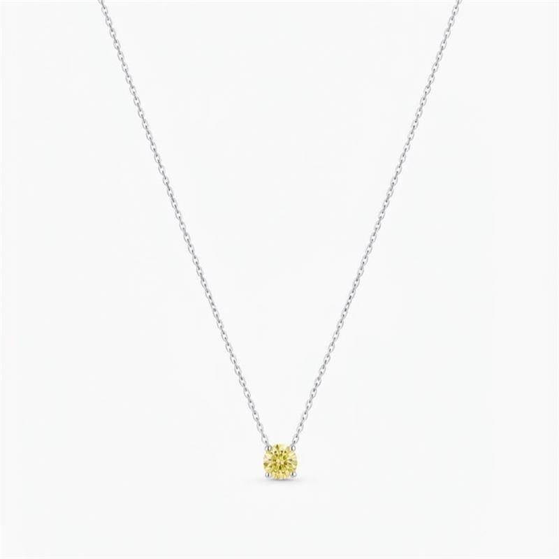 COLAR PONTO DE LUZ 6MM LEMON YELLOW MOISSANITE PRATA 925