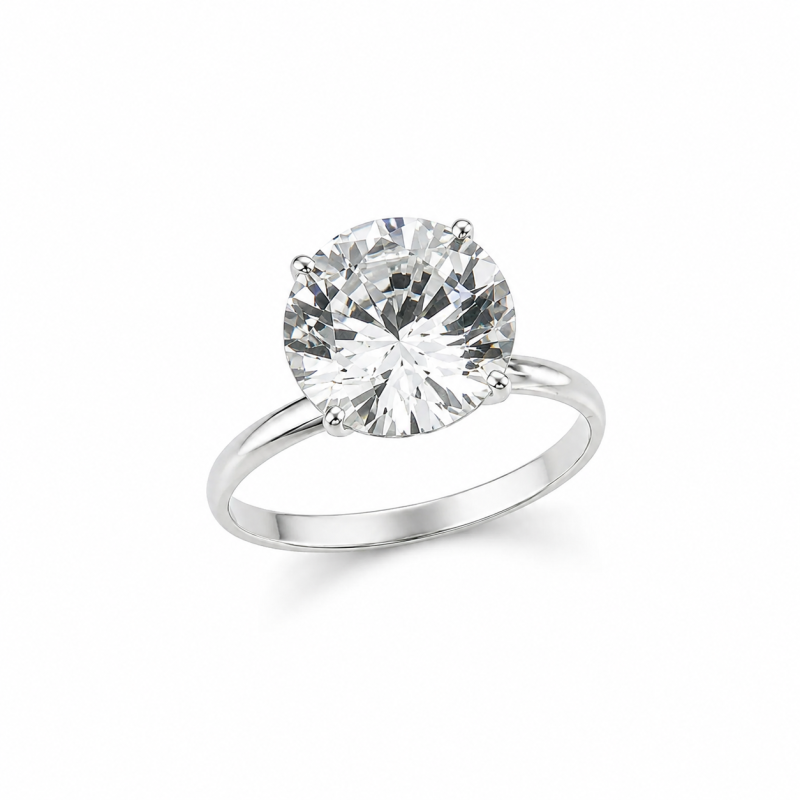 ANEL SOLITÁRIO 10MM 4 GARRAS PRATA 925