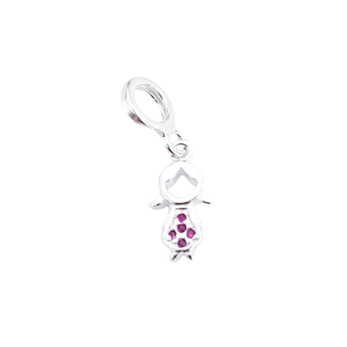 BERLOQUE MENINA CRAVEJADO ROSA PRATA 925