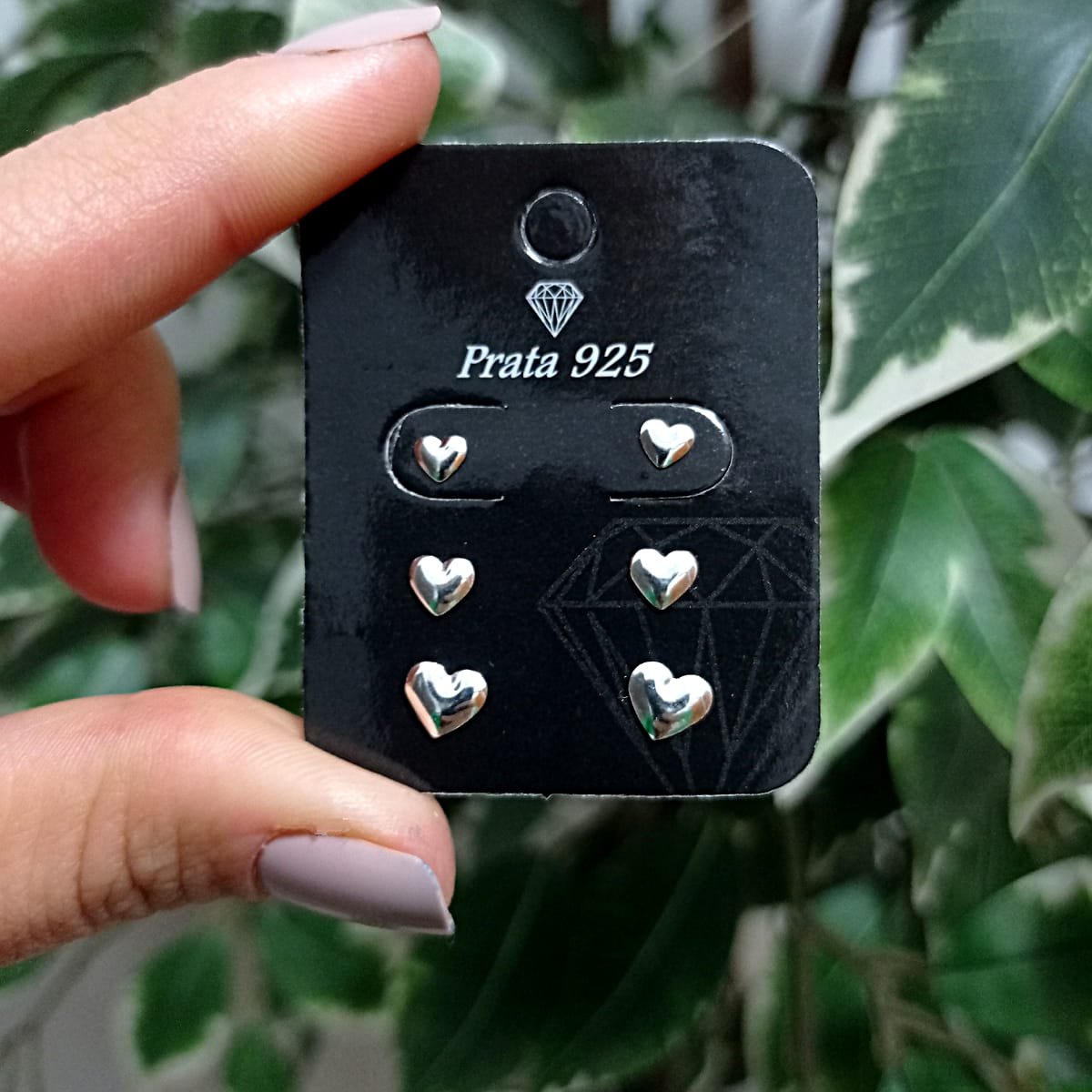 BRINCO TRIO CORAÇÃO LISO PRATA 925