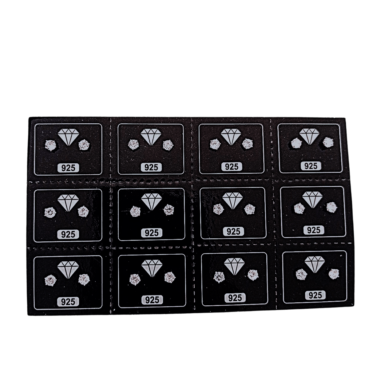 CARTELA COM 12 PARES 3MM PRATA 925