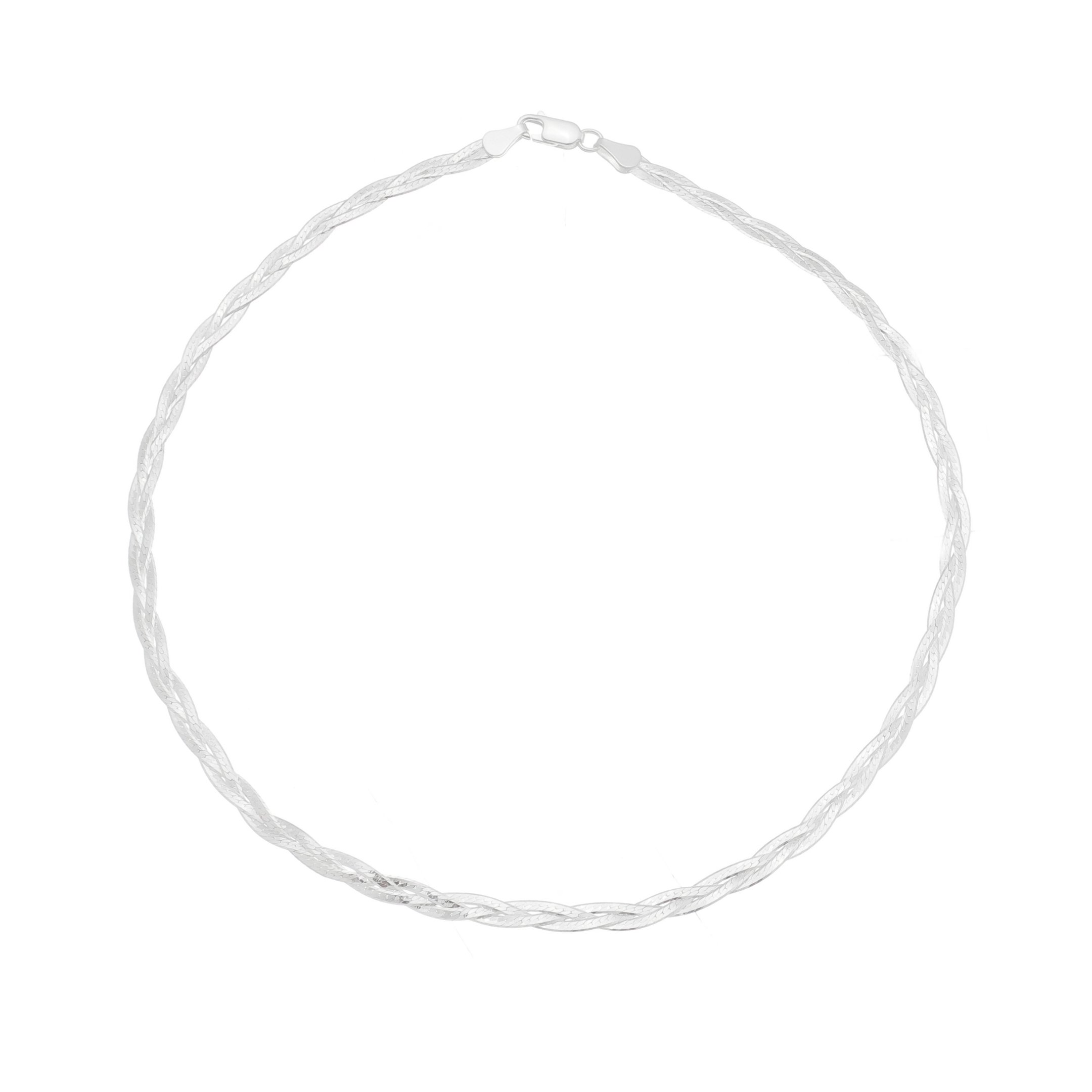 COLAR TRANÇADO 3 FIOS 45CM PRATA 925