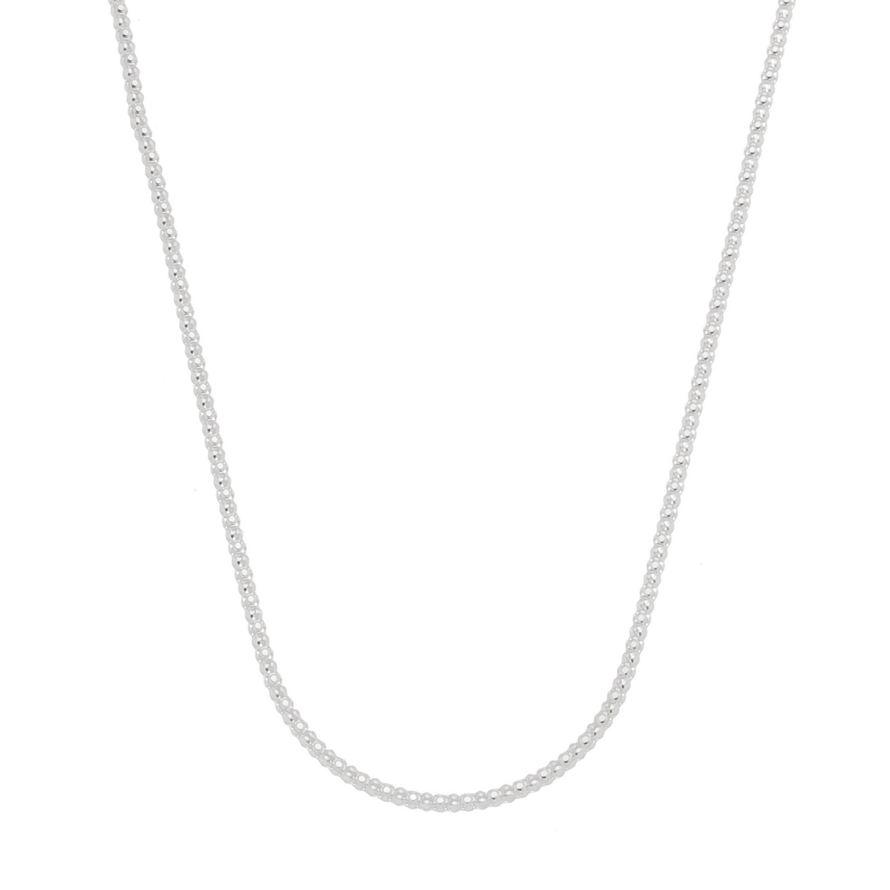 CORRENTE PIPOCA BRANCA 45CM PRATA 925
