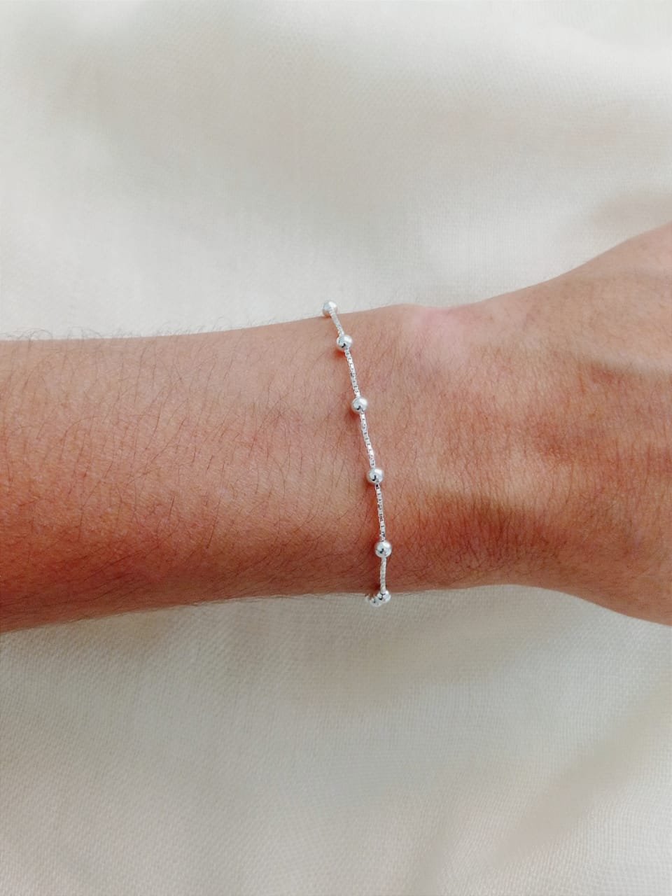 PULSEIRA VENEZIANA V15 BOLINHAS 3MM PRATA 925