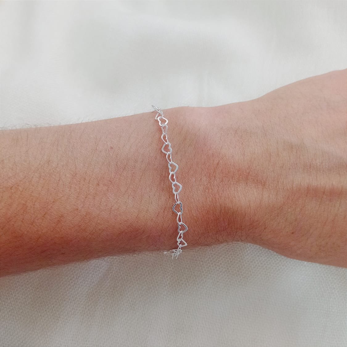 PULSEIRA CORAÇÃO FINA PRATA 925