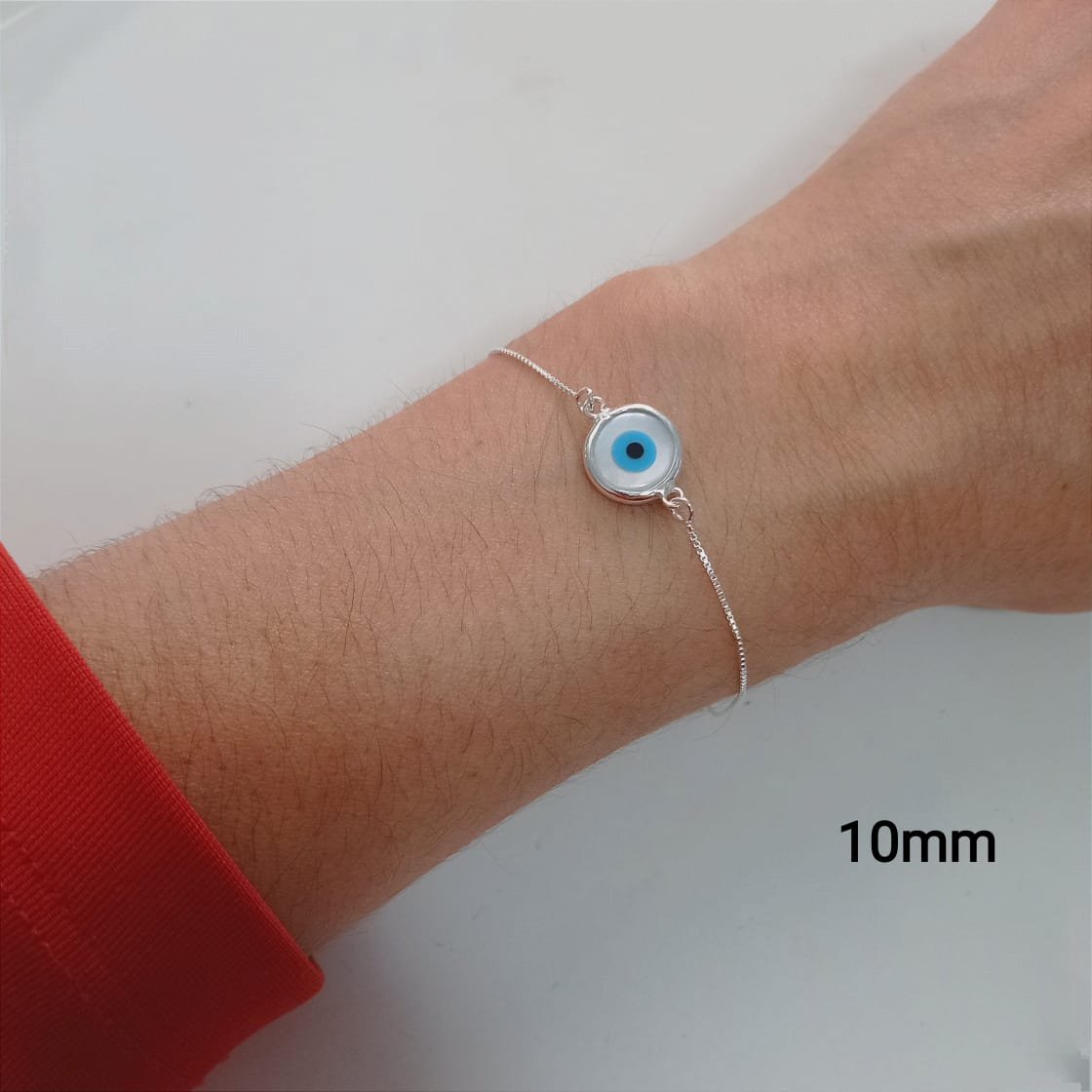 PULSEIRA OLHO GREGO MADREPEROLA 10MM PRATA 925