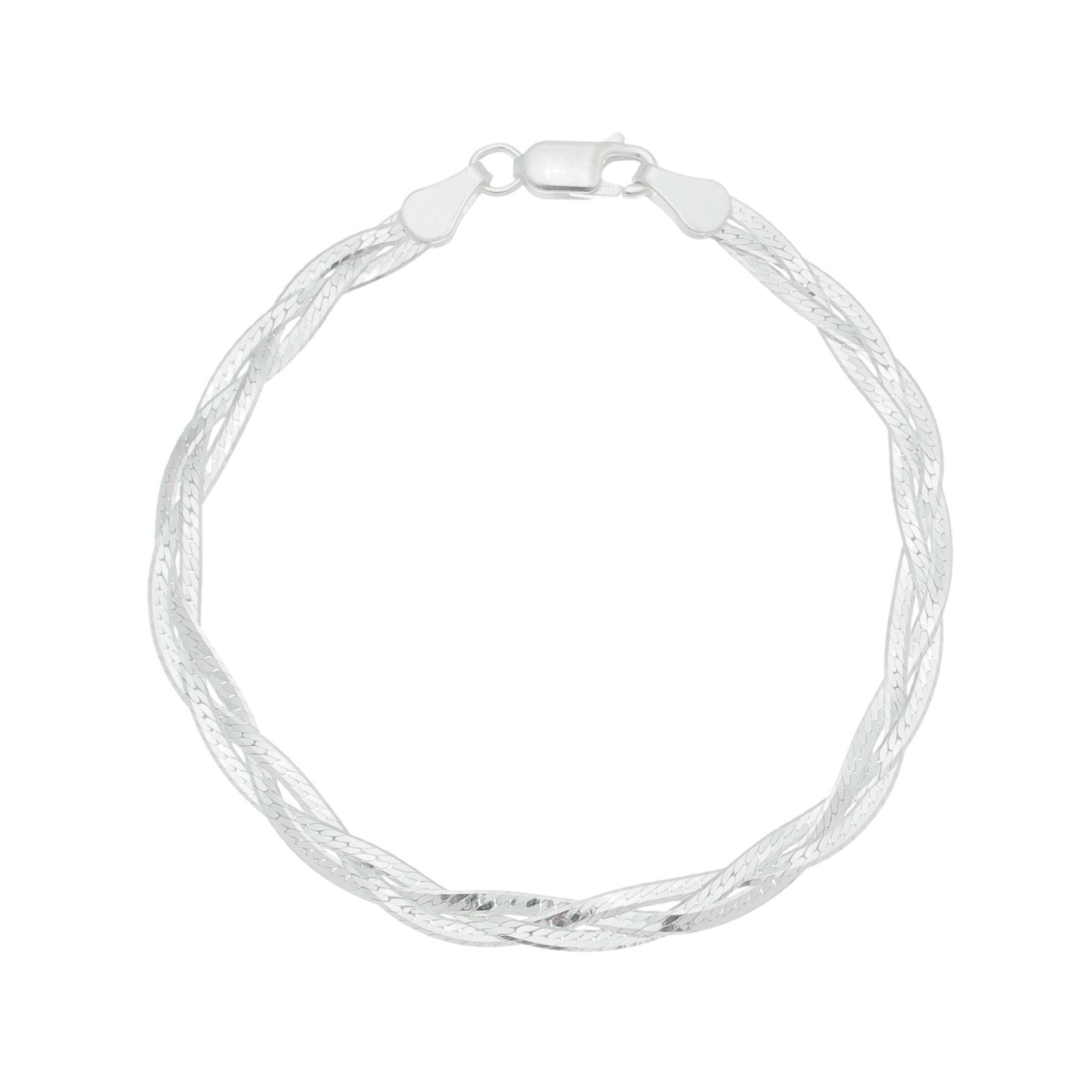 PULSEIRA TRANÇADA 3 FIOS PRATA 925
